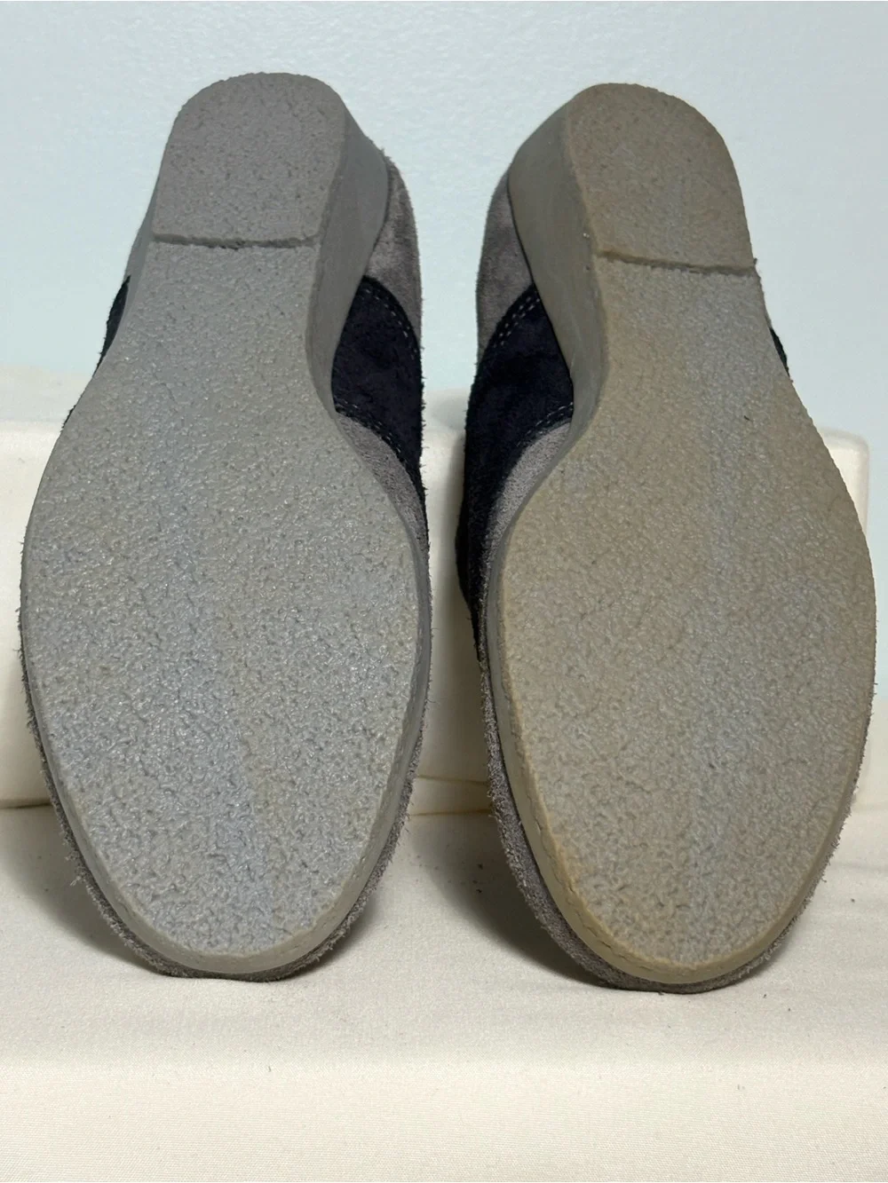 Women’s Armadillo Two-Tone Gray&Navy Suede Oxford Flats-Stylish Casual Loafers